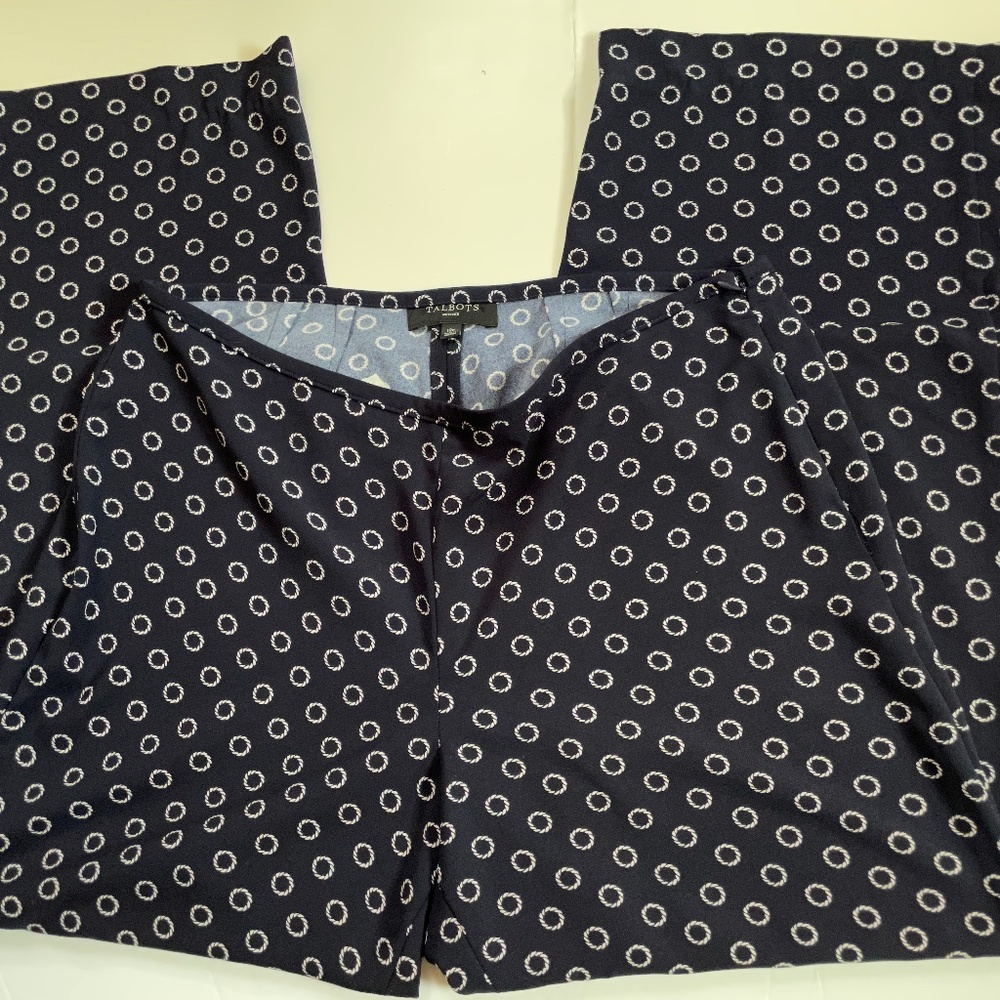 TALBOTS PETITE NAVY WIDE LEG PANTS SZ. 12P